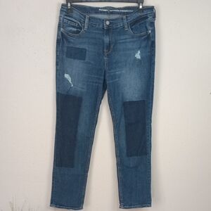Old Navy Womens Blue Patchwork Boho Casual Boyfriend Jeans sz 10